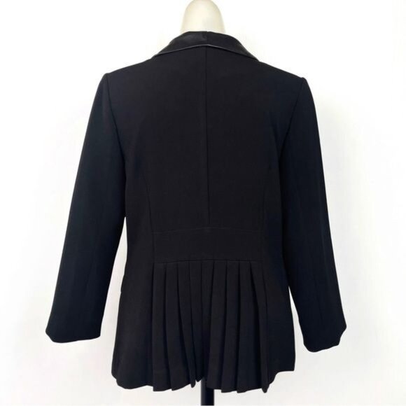 Line & Dot Leather Trim Tuxedo Blazer Jacket size medium - Picture 5 of 11